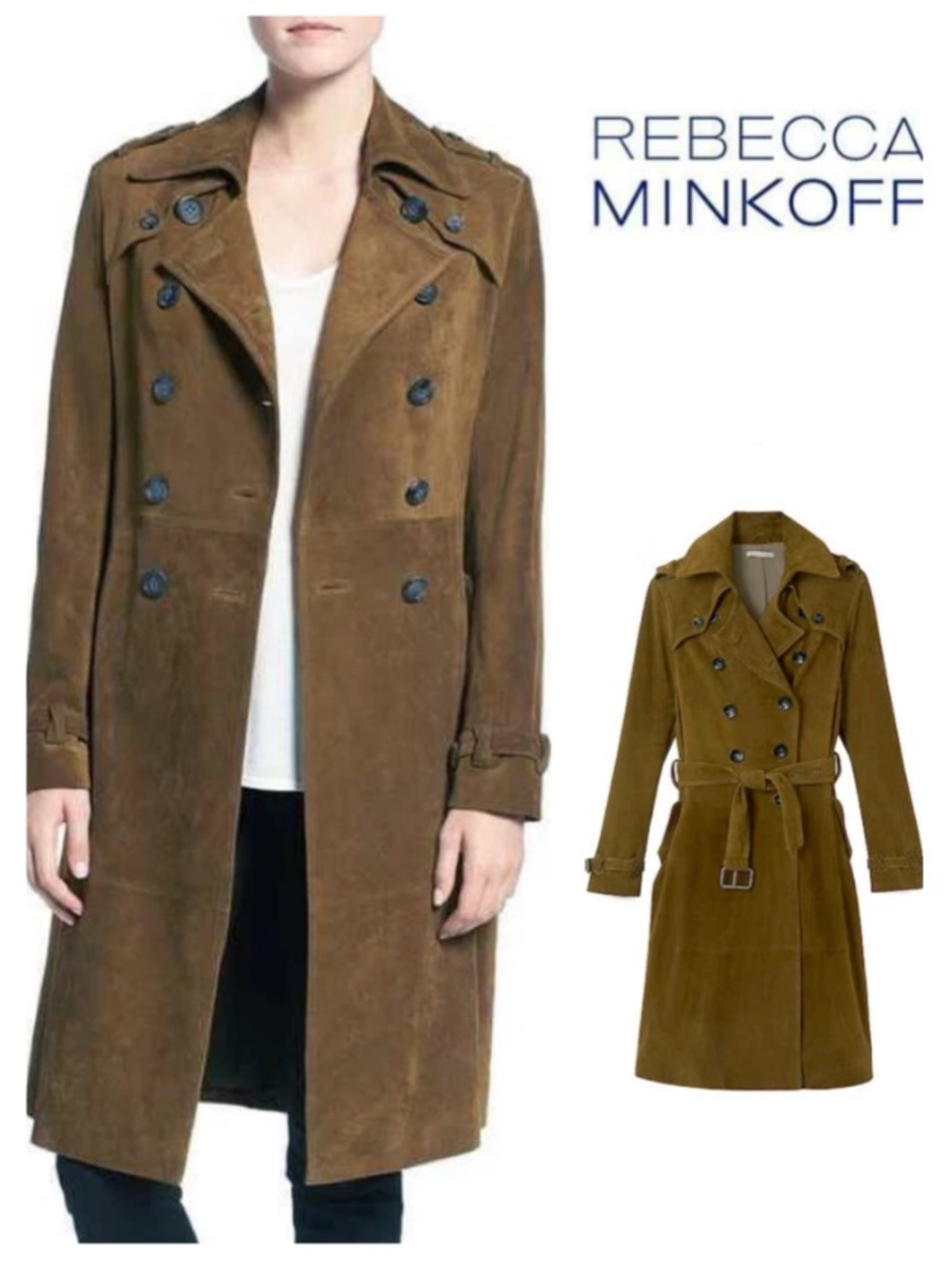 Rebecca Minkoff ‘Amis’ Double-Breasted Suede Trench Coat (XXS)